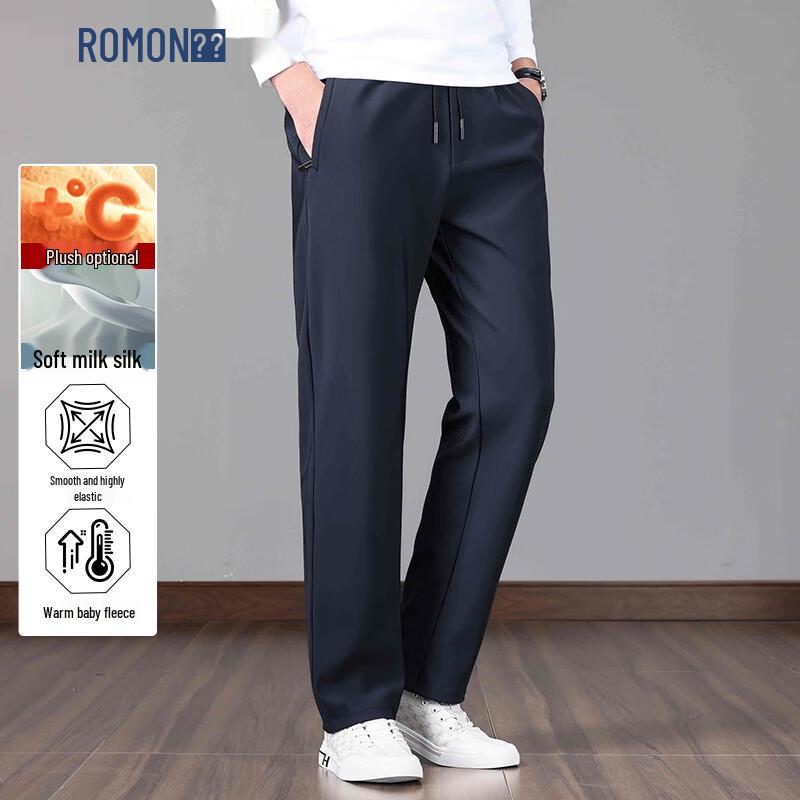 ROMON Men's Winter Fleece-Lined Straight Leg Casual Pants