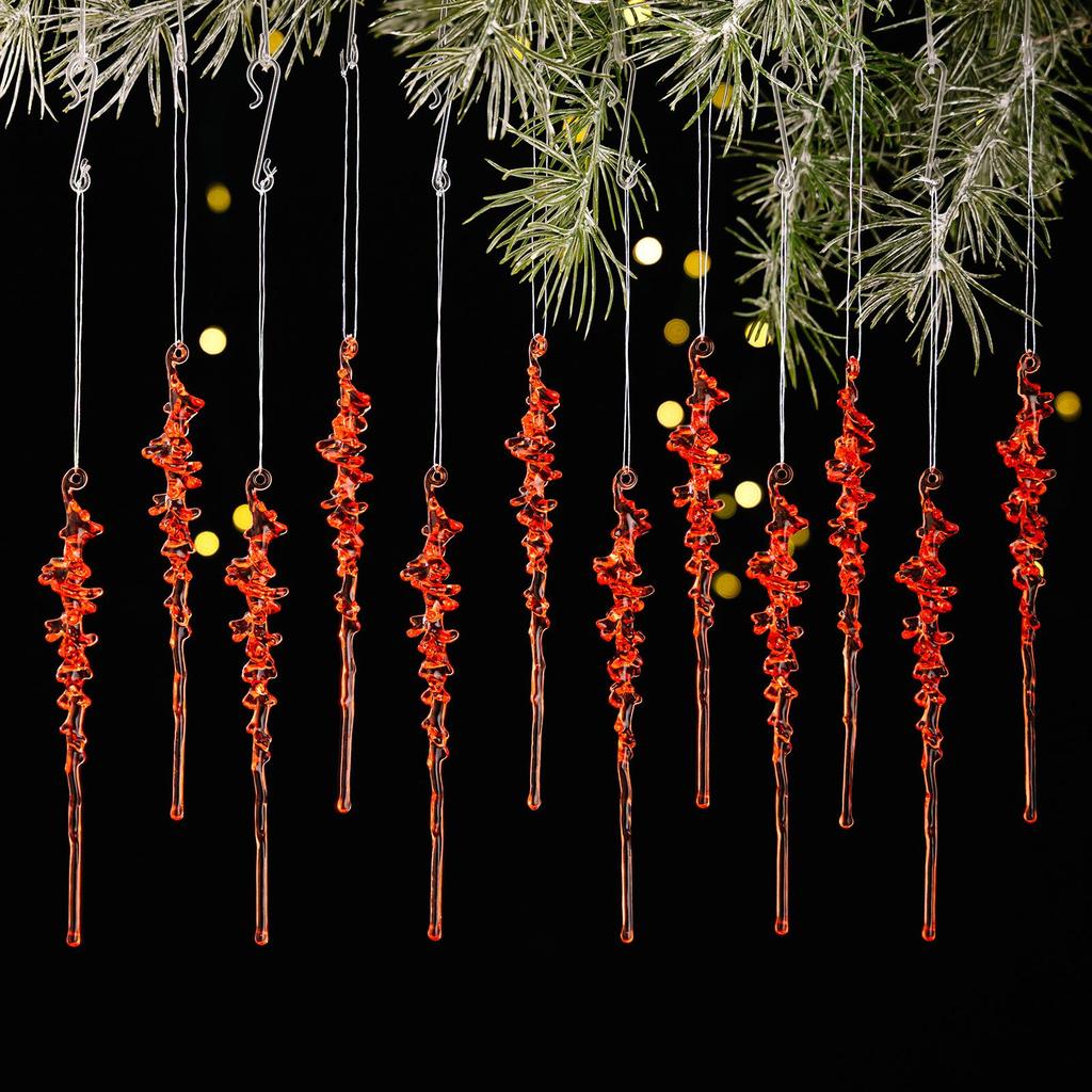 Haobei 12PCS Acrylic Icicle Christmas Ornaments