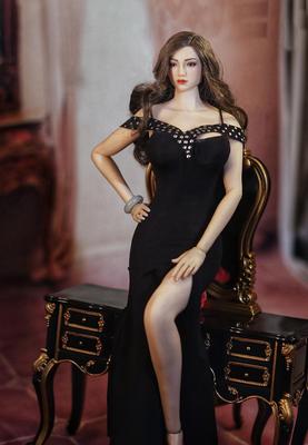 1/6 Sexy Outfit, 1/6 Female Banquet Evening Dress, Fashion Top, Sexy Suit (Bodywork, Head, and Shoes Not Included) Black
