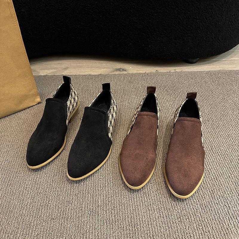 Fashion Women's Retro Pointed Head Low Top Casual Coarse Heel Shoes 2025 Autumn British Style Fashion Comfortable Versatile Single Shoes