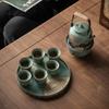 Vintage Kiln-Glazed Ceramic Lotus Pod Teapot Set, Chinese Gongfu Tea Set for Home & Tea Ceremony