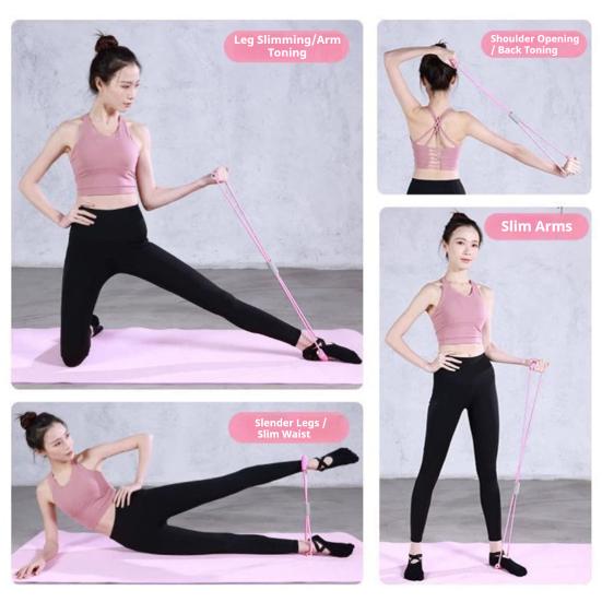 Figur 8 Modstandsbånd med Skridsikkert Håndtag Mænd Kvinder 8-formet Elastisk Træningsbånd Yoga Pilates Arm Ryg Skulder Træning Elastisk Reb