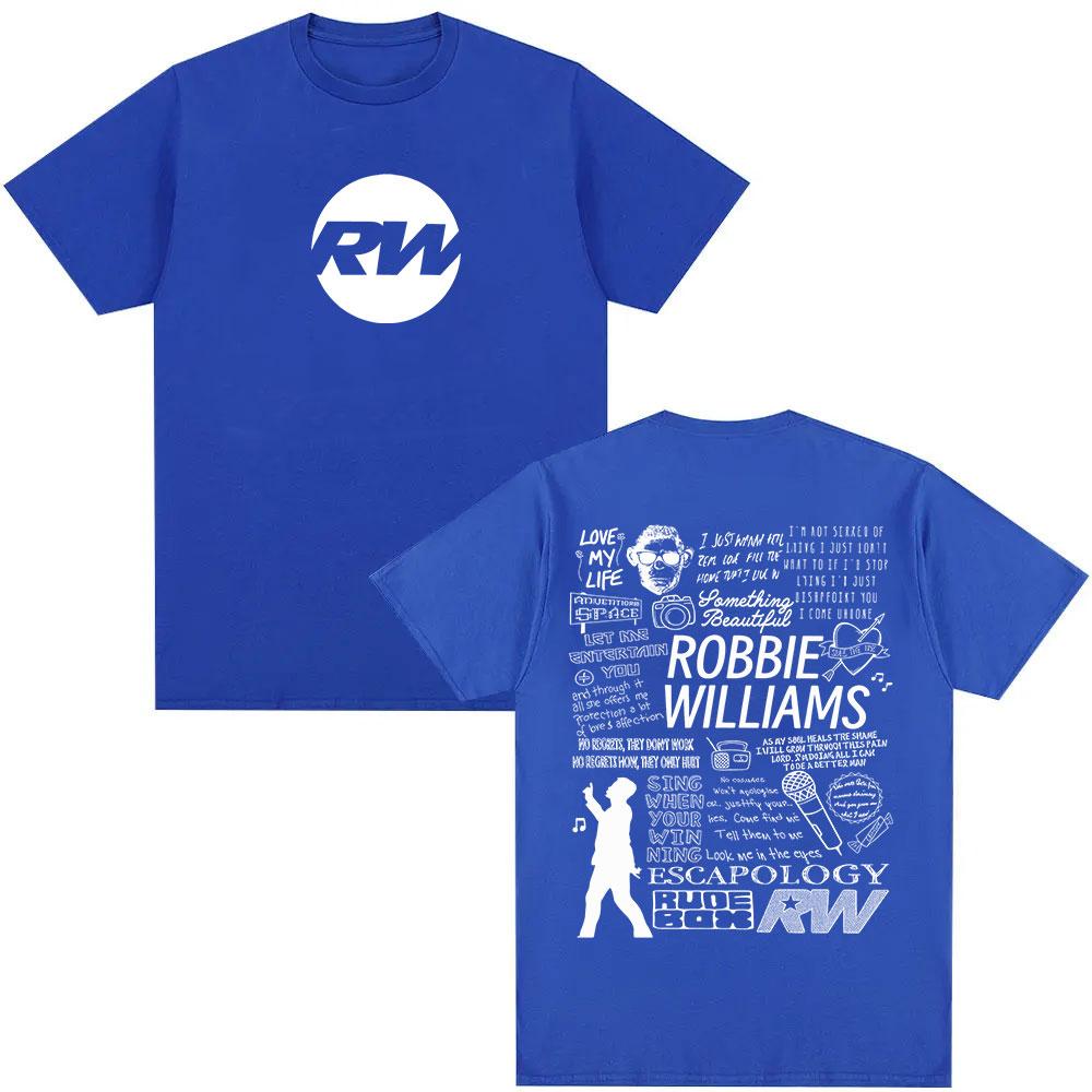 Robbie Williams Rw Tour Album Merch Tričko Pánské Dámské Módní Harajuku Tričko s Krátkým Rukávem Léto O-Výstřih Bavlněná Trička streetové oblečení