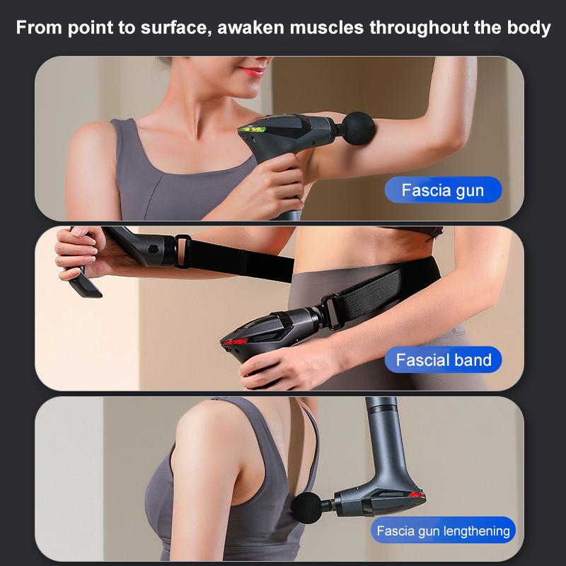 Electric Massager Multi Functional Detachable Handle Splitting Strap Fascia Gun For Whole Body Muscle Soothing Percussion Hammer