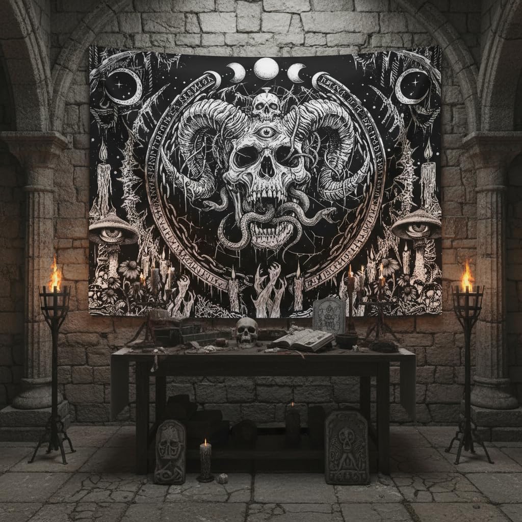 Accnicc Skull Gothic Skeleton Tapestry 60 x 44 Inch