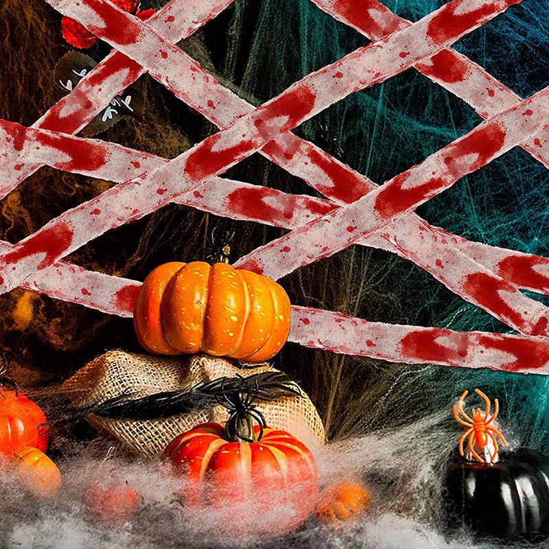 Halloween Blood Cloth Strip Isolation Belt Blood Gauze Strip Warning Belt Scene Decoration Props