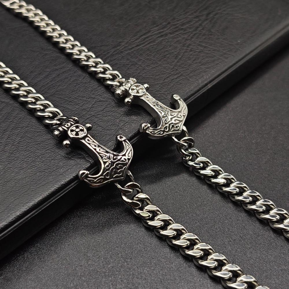 Mens Viking Anchor Titanium Steel Bracelet Retro Bold Fashion Accessory