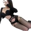 Cross-border Suspenders Black Stockings Women's Summer Pure Desire Sexy Thin Pantyhose Black JK Spring and Autumn with Diamond Fishnet Socks