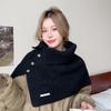 Winter Pullover Split Shawl Sweater for Women Knit Solid Color Turtleneck Scarf Casual Wear Cape Windproof Shoulder Wrap