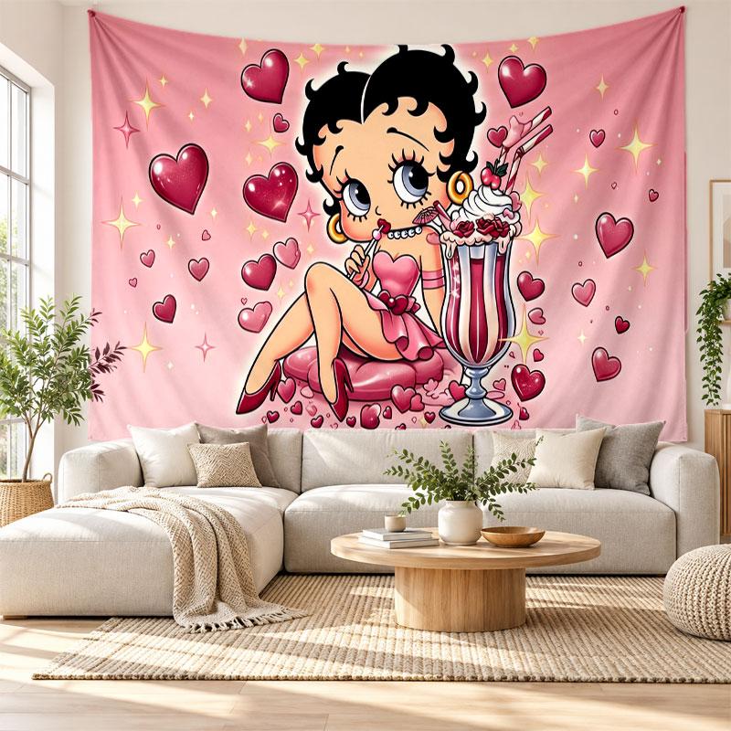 Betty Boop Wall Tapestry Home Decor Hanging Cloth Art Background Tapestry for Bedroom