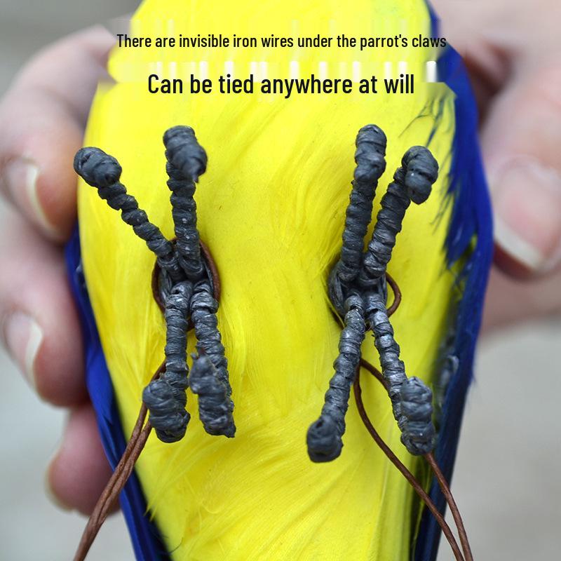 Neidische Porzellan-Papageienfigur mit Federn: Kleines Vogelmodell zur Dekoration für Haus und Garten