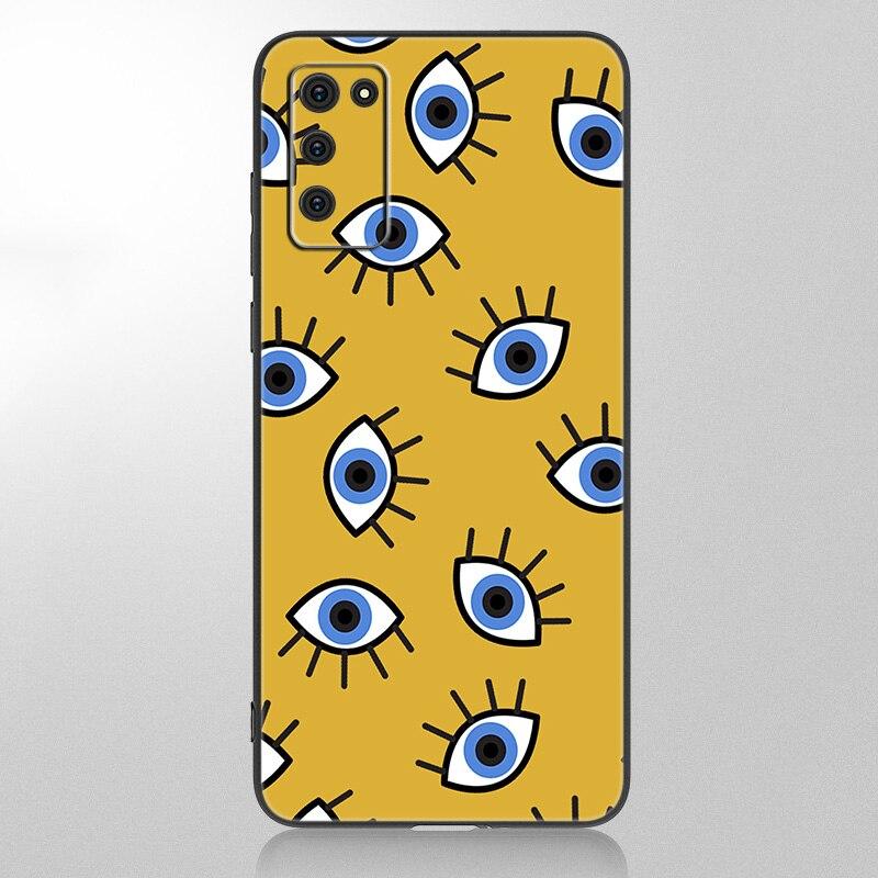 Eye Blue Evil Eye Phone Case For Samsung Galaxy A12 A02S A22 A32 A52 A72 A71 A51 A41 A31 A21 A11 A50 A70 A10S A20S Black Cover