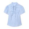   European and American style, new women's fashion, chic poplin top, 4661035 fashionable bow decoration