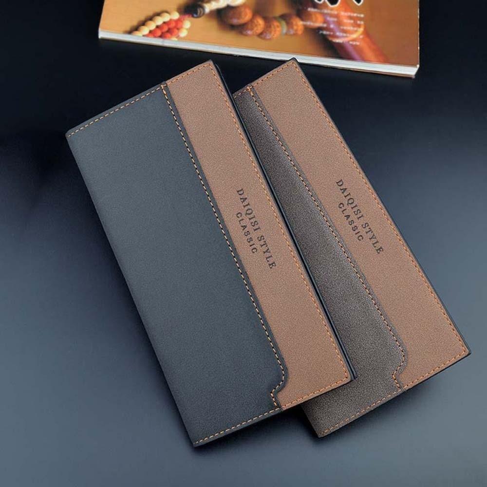 PVC Men Business Wallet Anti-lost Contrast Color PU Purse Clutch Bag Long Suit Wallet  Daily