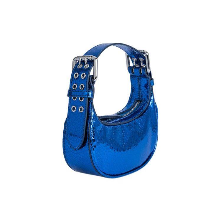 By Far Soho 19 Metal Buckle Textured Goat Leather Mini Handbag Women handbag Blue 23CRMNSSBUFLGSMA