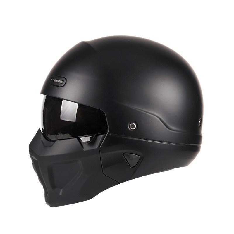 Retro Motorcycle Detachable Helmet Capacete Open Full Face For Bike Quick Release ABS Matte Black Modular Classic Professional