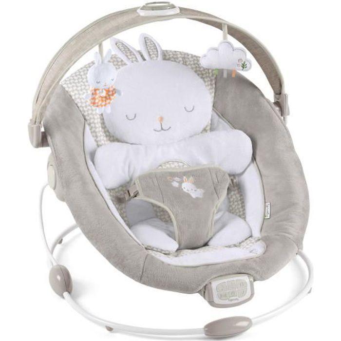 INGENUITY Baby Comfort Bouncer Little Rabbit, Luminous Activity Arch, Removable Reducer Cushion, Baby Christmas Gift