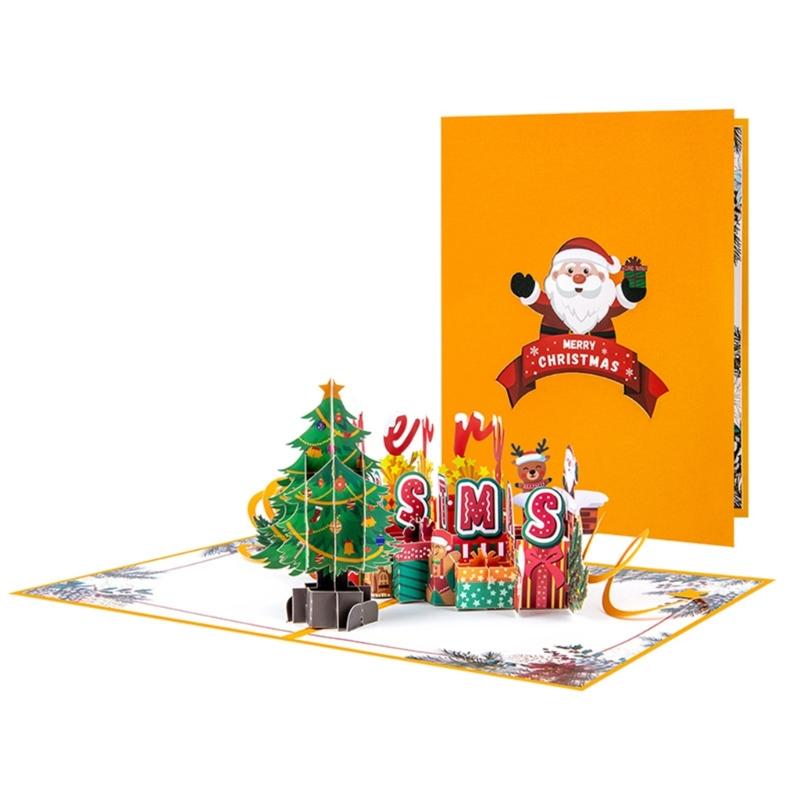 Christmas Celebration 3D Popup Cards Christmas 3D Tree Greeting Card Delicate Designs Paper Card for Wishes 1