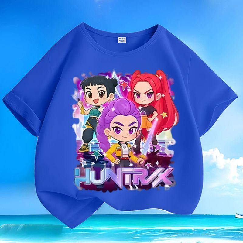Girls' Loose Witch Girl Group Top for Summer Children's Casual Short-sleeved Pure Cotton T-shirt