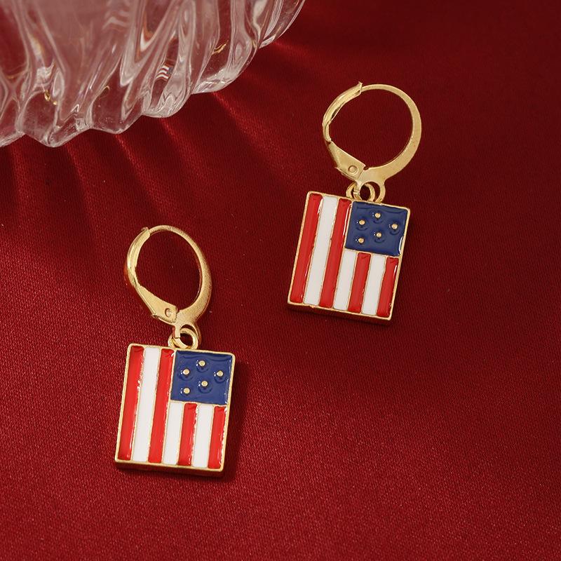 USA Flag Ice Cream Star Apple Flag Earrings Jewelry Five-piece Set