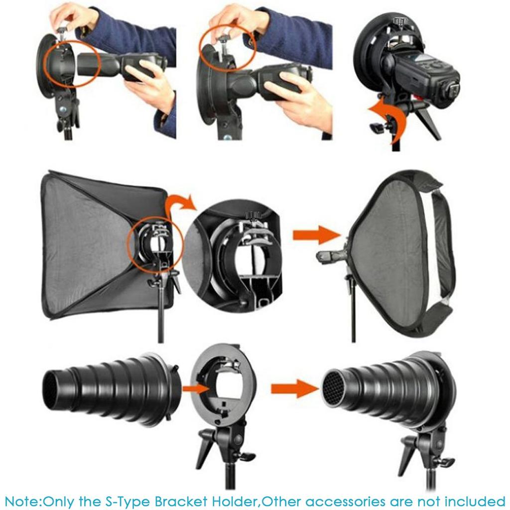 Neewer S Type Bracket Holder with Bowens Mount Large Handle Umbrella Mount for Square Flash Speedlight Compatible Godox AD200Pro NEEWER Z760 NW760