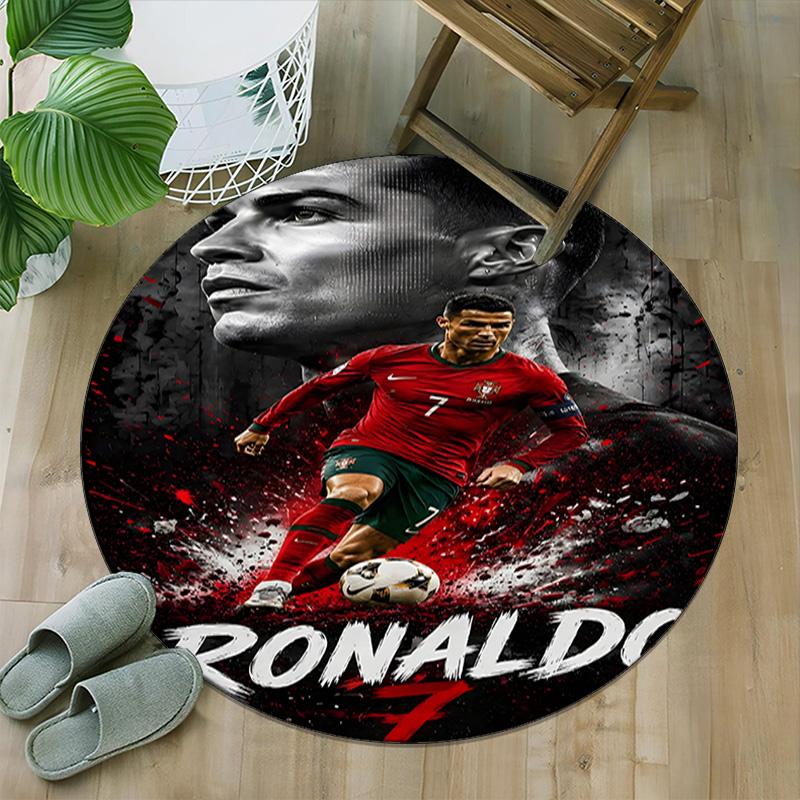 1pc Number 7 Soccer1 Carpet, Round Rug, Comfortable, Suitable for Entryways, Living Rooms, Office, And Bedrooms, Christmas Decoration