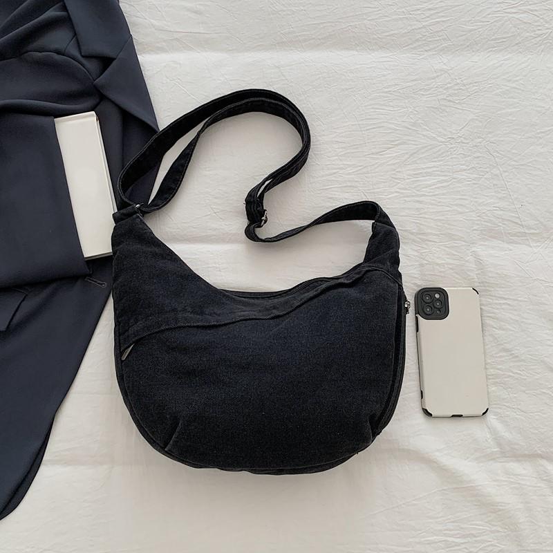 Crossbody Bag Large Capacity Denim Bag Women's Retro Shoulder Bag