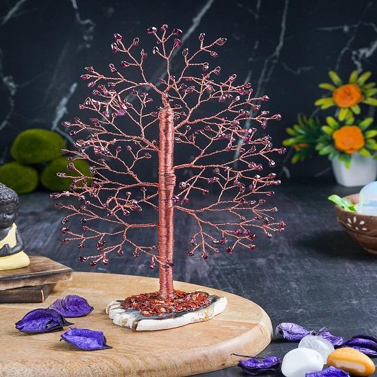 Crystal Tree of Life Handmade Gemstone Tree, Geode Agate Slice Base, Chakra Tree of Life, Money