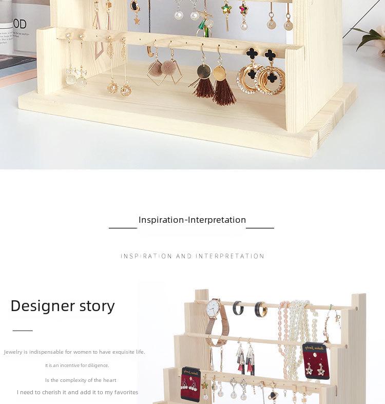 Solid Wood Jewelry Display Stand: Earring, Necklace & Bracelet Organizer.