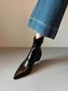 Soft Leather Version~ French Temperament Rear Zipper Inner Height Increase Pointed Short Boots Women's Simple Commuting Versatile Elastic Thin Boots