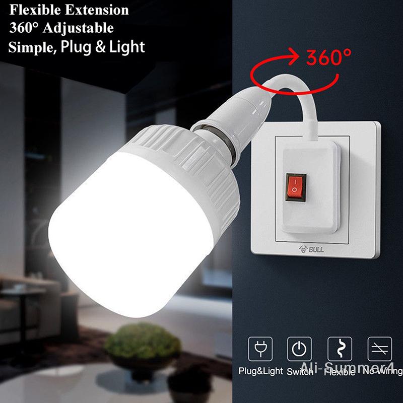 E27 Lamp Base Flexible Bend Wall Light Socket Adapter Plug Switch Lamp Bulb Extension Holder