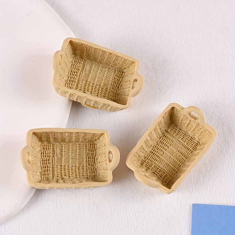 Mini Bread basket decoration, resin crafts, house decoration accessories miniature food bread basket, DIY miniature scene art project