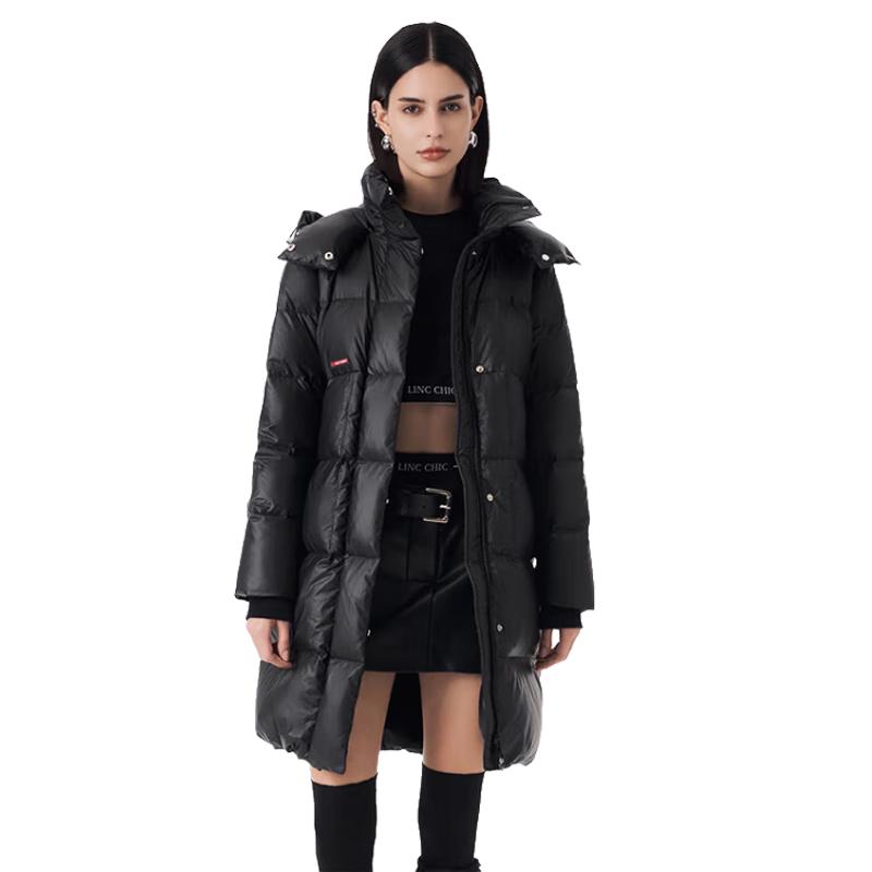 Jinyujie Women's Mid-length Loose Fit Puffer Down Jacket