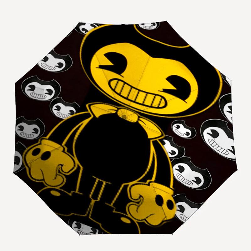 

1PC Bendy and the Ink Machine Automatic Folding Umbrella - Compact 8-Rib Design, Durable Plastic & Iron, Daily Use F010613