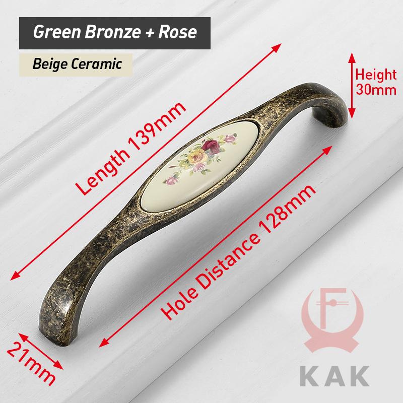 KAK Vintage Bronze Ceramic Cabinet Handles Wardrobes Door Pulls European Style Kitchen Handle Drawer Knobs Furniture Handle