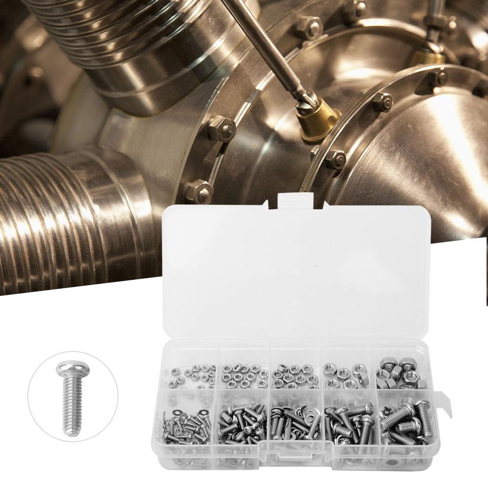 240 Pcs Cross Bolt Nut Gasket Set M2 M2.5 M3 M4 M5 Stainless Steel Fastening Tool Set