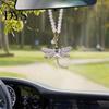 Car Decoration Pendant Rhinestone Dragonfly Hanging Ornament Bling Rearview Mirror Stylish Accessory for Vehicle Sparkling Interior Women