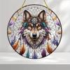 Wolf King Series Acrylic Catcher 8 "(20cm)Stained Glass Style Window Hanging, Outdoor and Interior Wall  Suitable for Living Room Bedroom Porch Garden
