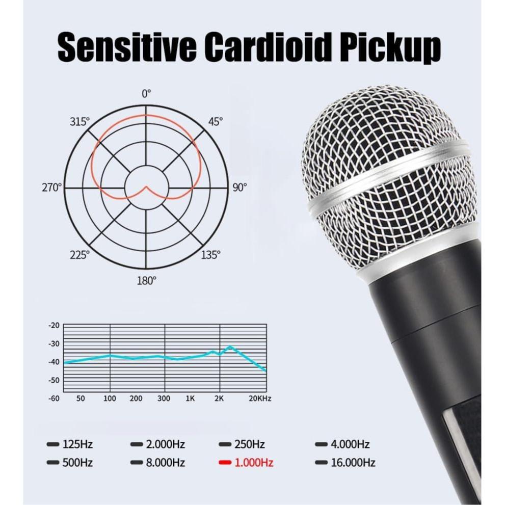 Wireless Microphone Karaoke Dual Handheld Dynamic Microphone with Rechargeable Receiver for Wedding Party Speech Church Club