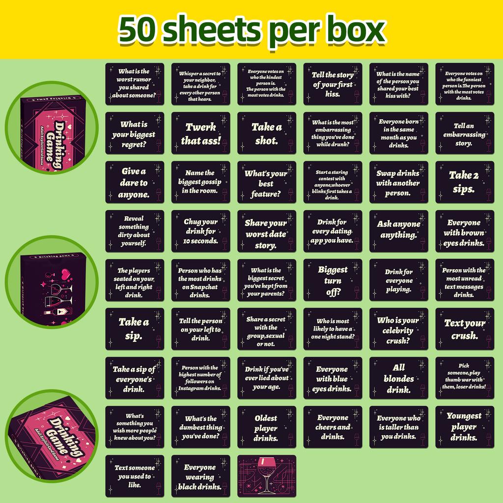 50Pcs/Set Adult Party Table Game Cards, Group Activities Icebreaker Card Deck