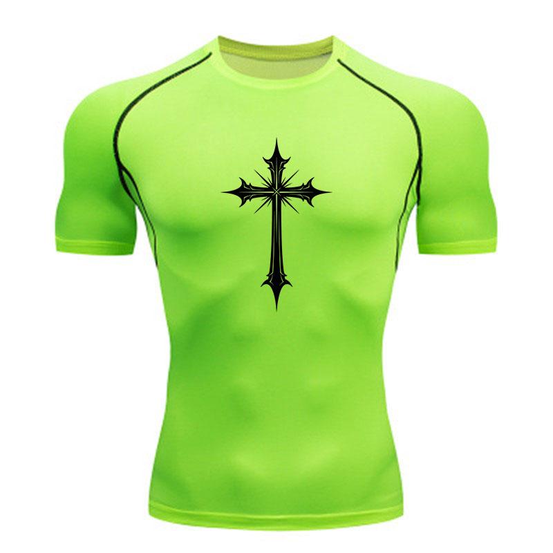 Men's Compression Fitness T-Shirt, Stylish Gothic Dark Cross