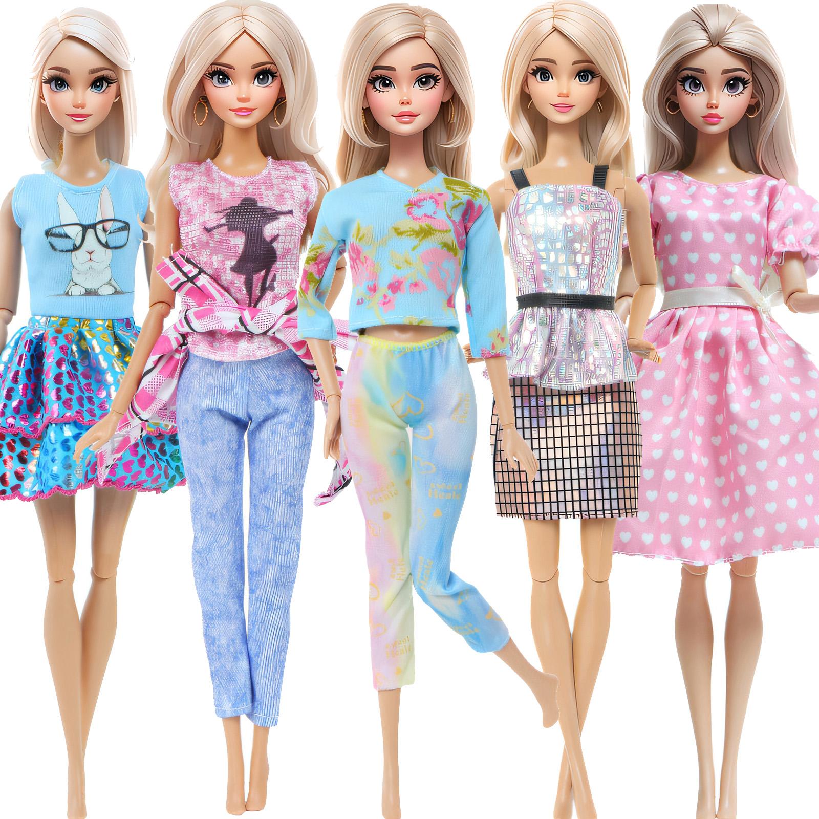 

5 комплектов кукольной одежды, наряды, брюки, юбки, рубашки для куклы 11,5 дюймов, розовый прекрасный подарочный набор для девочки-игрушки(НЕТ КУКЛ)