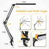 New LED Desk Lamp Clip Light Clamp Long Arm Dimmable Table Lamp 3 Colors Adjustable Reading Computers