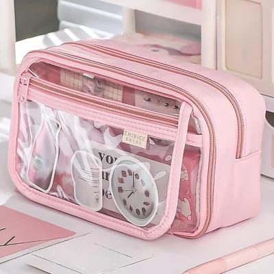 1PC New Large Capacity Stationery Bag, Stationery Pencil Steel Note Pen Storage Bag, Pencil Case, Portable Cosmetic Storage Bag