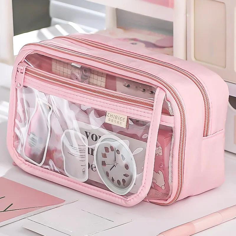 1PC New Large Capacity Stationery Bag, Stationery Pencil Steel Note Pen Storage Bag, Pencil Case, Portable Cosmetic Storage Bag