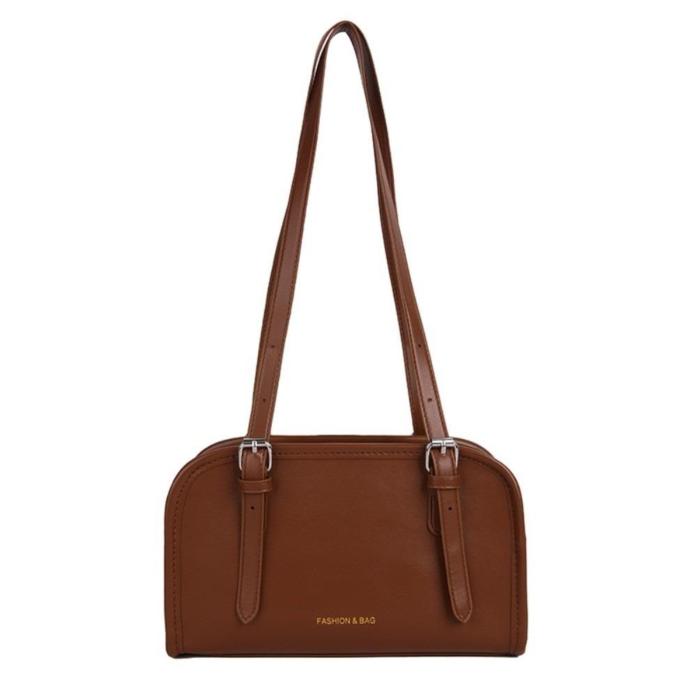 

Large Capacity Single Shoulder Bag Korean Style PU Leather Handbag Casual Boston Bag Unisex кофейный