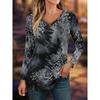 Spring and Autumn Casual Versatile Color Gradient V-neck Long Sleeved Top Women's T-shirts
