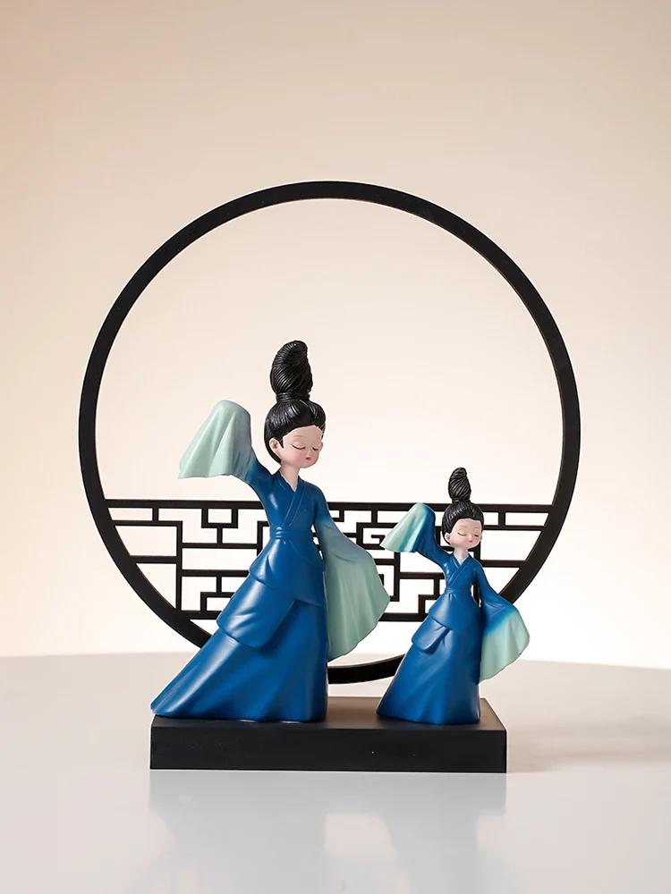 Resin Sculpture Ladies Handicraft Room Office Bookcase Female Ornaments Decor