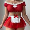 Maid Cosplay Sexy Lingerie Lace Off Shoulder Role Play Outfit Pure Desire Porn Sexy Adult Transparent Tulle Underwear