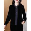 2025 Autumn/Winter Retro Gold Velvet Cardigan Jacket for Women: Stylish National Round Neck Short Top